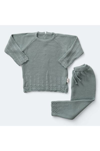 Cloudy Kids Baby Girl Crew Neck Sweater Pants 100% Cotton Knitwear Double Set