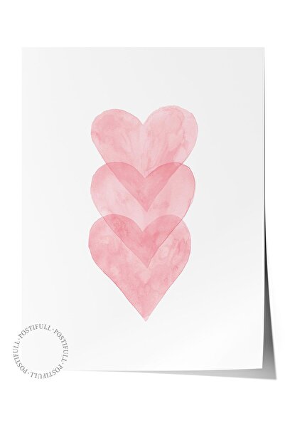 Postifull Poster cu inimi în acuarelă, poster de perete fără cadru, pictură v...