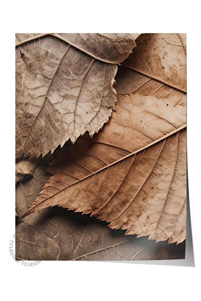 Postifull Poster cu frunze maro, poster de perete fără cadru, pictură vertica...