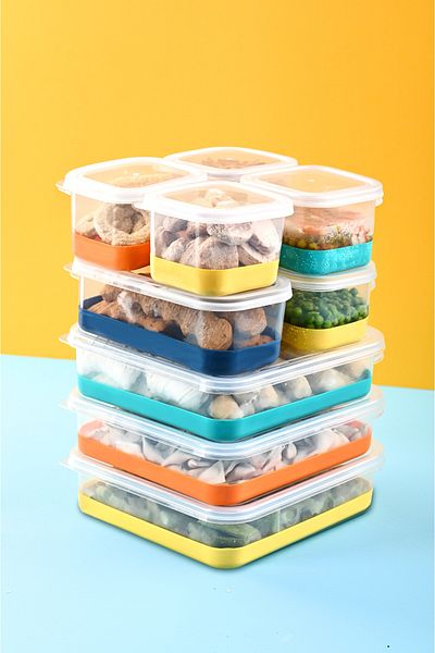 Home 9-Piece 18-Piece Refrigerator - Deep Freezer Storage Container with Label - Colorful