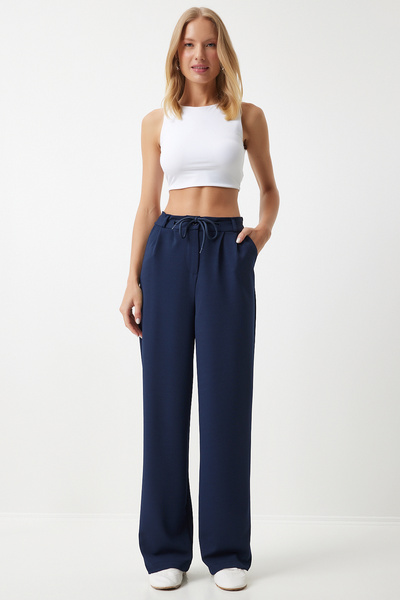 Lovelyİstanbul ΣΚΟΥΡΟ ΜΠΛΕ Φαρδύ παντελόνι φούτερ - LRV0085