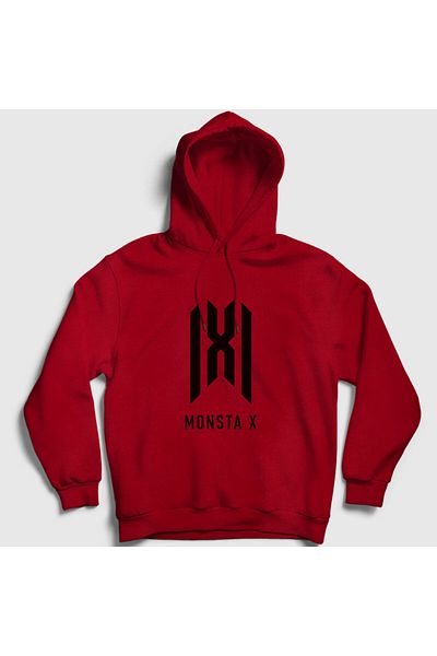 Presmono Унисекс суитшърт с качулка и червено лого K-pop Monsta X 274701tt