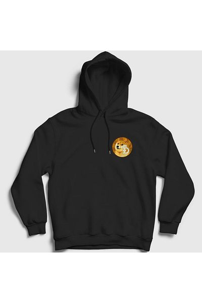 Presmono Unisex Μαύρο φούτερ με κουκούλα Dogecoin Bitcoin 263557 ττ