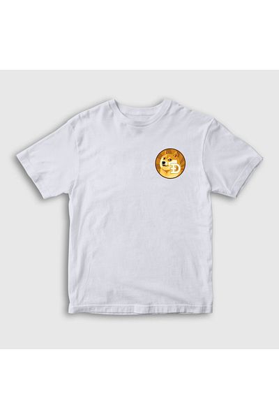 Presmono Tricou alb Dogecoin Bitcoin unisex copii263497tt