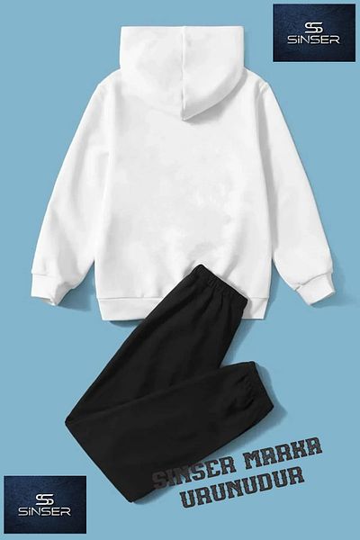 SİNSER TEKS Hooded Children's Printed Tracksuit Set with "Jaguar Cizzili"