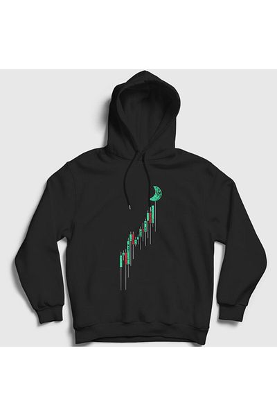 Presmono Унисекс черен суитшърт с качулка To The Moon Bitcoin 264510tt