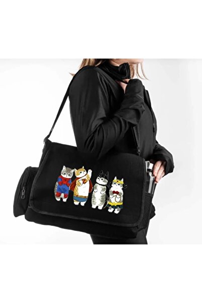 STİLLEX Superhero Cats Design Baskılı Postacı Çantası