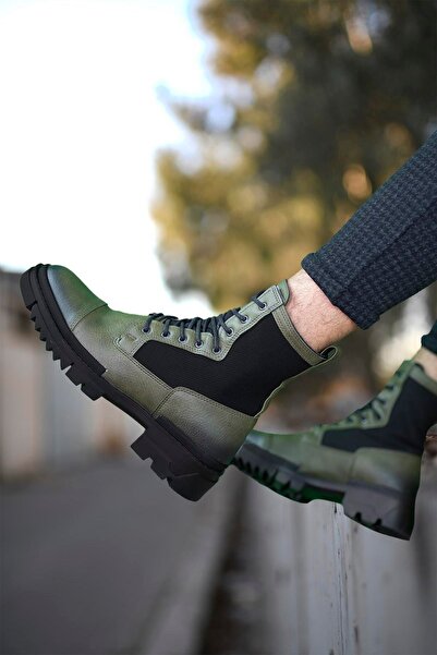 gizlitopuk Boy Uzatan 7 Cm Gizli Topuklu Haki Erkek Postal Bot GT-00087