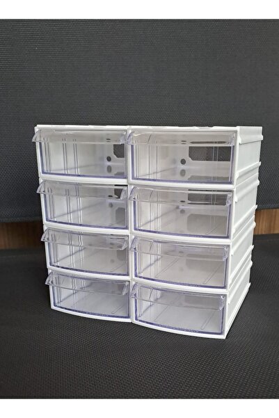 Depolife Çekmeceli Makyaj Organizeri Düzenleyici 8li l Gravür Boncuk Mücevher Saklama Kutusu düzenleyici