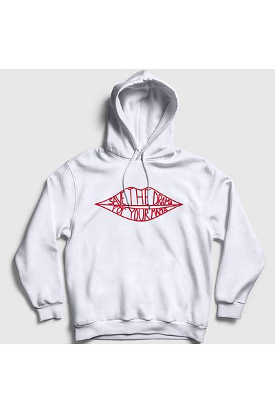 Presmono Unisex White Save The Drama For Your Mama Φούτερ με κουκούλα 267790 ττ