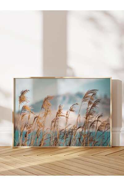 Postifull Reeds by the Lake Çerçeveli Tablo, Ahşap Çerçeve ve Poster, Duvar T...