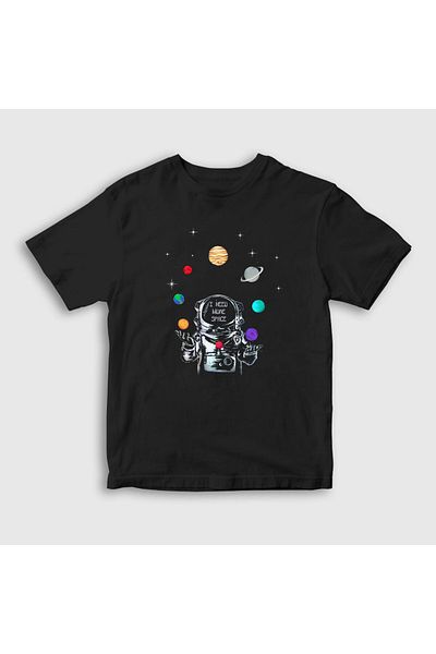 Presmono Unisex Copii Negru Mai mult Space Astronaut Space Astronaut Space Tricou282629tt