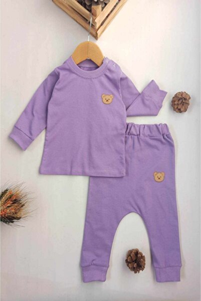 diamondstar بدلة رياضية باللون الأرجواني مزينة بدب مع بنطال شالوار لعمر 6/18 ...