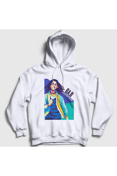 Presmono Φούτερ με κουκούλα Unisex White Baji V2 Anime Tokyo Revengers 259707 ττ