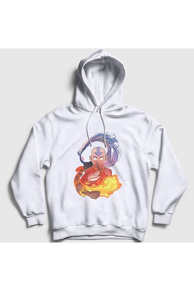 Presmono Unisex White Aang Anime Avatar The Last Airbender Φούτερ με κουκούλα 262091 ττ