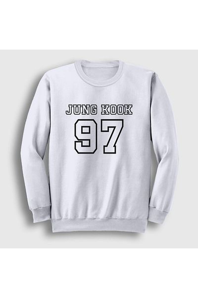 Presmono Унисекс бял суитшърт 97 K Pop Jungkook Bts 272611tt