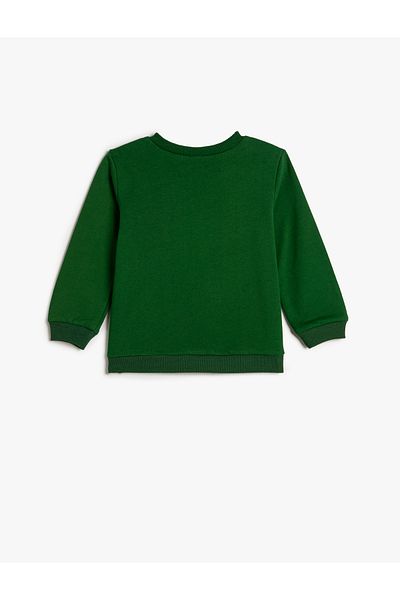 Koton Dinosaur Printed Sweatshirt Long Sleeve Crew Neck Raised Cotton
