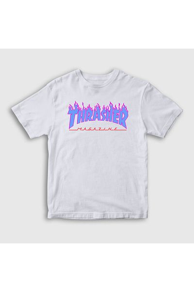 Presmono Tricou unisex pentru copii cu logo V2 Thrasher alb278451tt