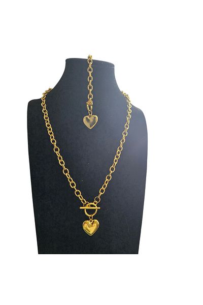 Enanice Heart Chain Necklace Bracelet Set