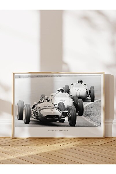 Postifull Pictură înrămată vintage Grand Prix, cadru din lemn și poster, pict...