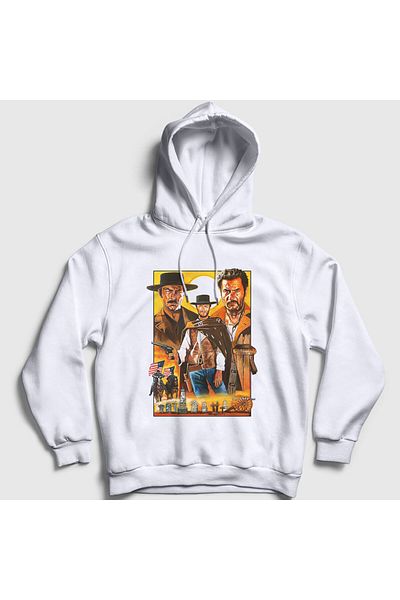 Presmono Ταινία Unisex Λευκή Αφίσα The Good The Bad And The Ugly Hooded φούτερ 252507 ττ
