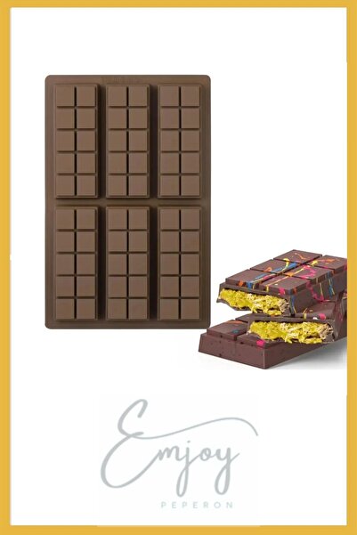 ENJOYPEPERON Kare 6'lı Dubai Çikolata Kalıbı Silikon 17cm*26cm Bar Çikolata Kahve Yanı Sunumu