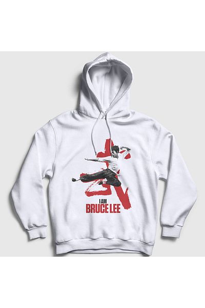 Presmono Unisex Λευκό φούτερ με κουκούλα I Am Bruce Lee 256837 ττ