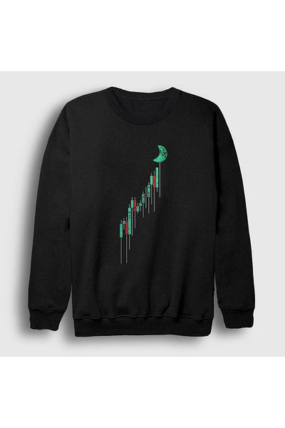 Presmono Унисекс черен суитшърт To The Moon Bitcoin 264497tt