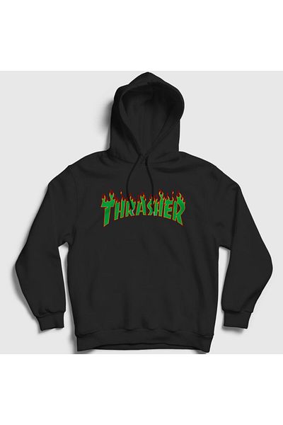 Presmono Унисекс суитшърт с качулка и черно лого V4 Thrasher 278963tt