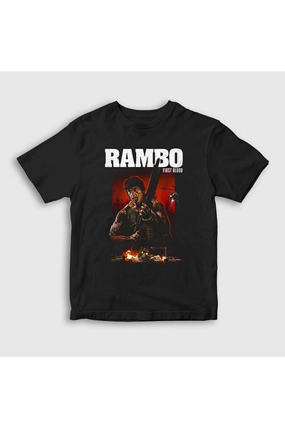 Presmono Tricou unisex pentru copii, negru, First Blood Movie Rambo249161tt