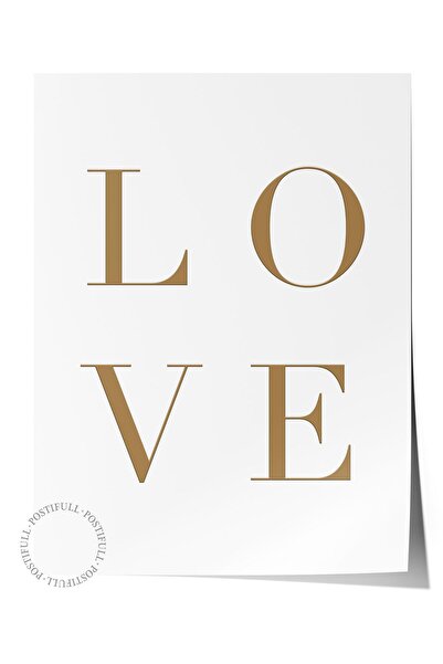 Postifull Gold Love Poster, Frameless Wall Poster, Vertical Wall Painting Comfort Series No: 108381