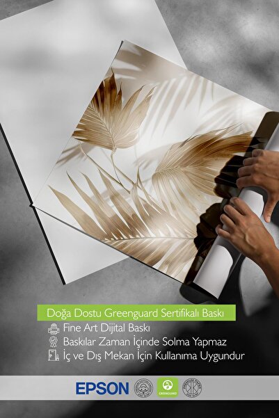Postifull Palm Gold Poster, Frameless Wall Poster, Vertical Wall Painting Comfort Series No: 108380