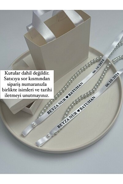 Huyendo Dökülen Cam İncili Söz Nişan Yüzük Kurdelesi