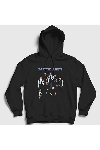 Presmono Unisex Μαύρη αφίσα K-pop Nct 127 Φούτερ με κουκούλα 275967 ττ
