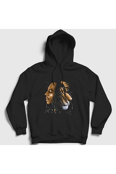Presmono Φούτερ με κουκούλα Unisex Black Lion V2 Bob Marley 265230 ττ