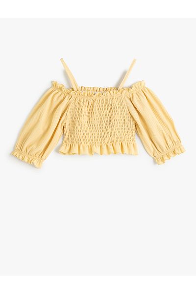 Koton Strappy Gipe Detailed Off-Shoulder Crop Halenka - volánkový popruh
