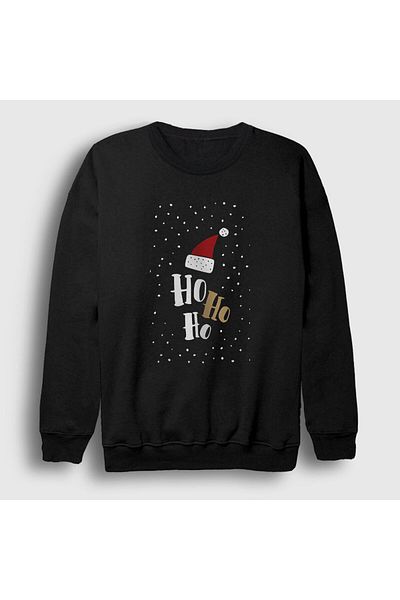 Presmono Unisex Μαύρο Ho Ho Ho Χριστουγεννιάτικο φούτερ Άγιος Βασίλης Άγιος Βασίλης 269661 ττ