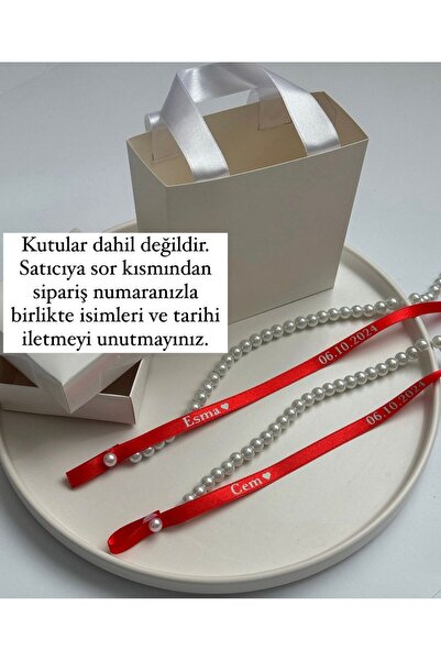 Huyendo Dökülen Cam Incili Söz Nişan Yüzük Kurdelesi (BASKI METALİK GÜMÜŞ) Uz...