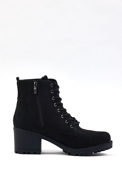 stilfest Black High & Thermo Sole Cold & Water Resistant Suede Women's Boots with Fleece Inside 2336