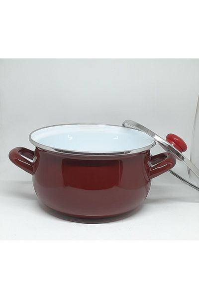 Avşar 18 cm Claret Red Enamel Evim Cookware