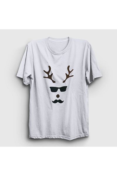 Presmono Unisex Λευκό Ανδρικό Χριστουγεννιάτικο μπλουζάκι από ελάφι 271443 ττ