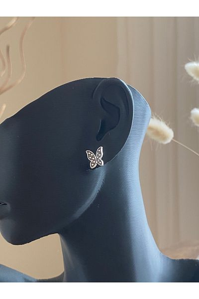 Store أقراط معدنية صغيرة على شكل فراشة