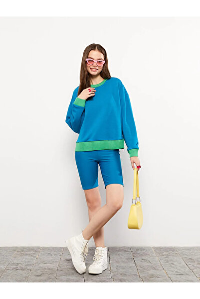 LC Waikiki LCW Vision Blue Pantaloni scurti de motociclist pentru femei, cu talie elastică