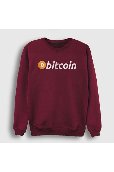 Presmono Унисекс суитшърт с бордо и червен цвят Btc Bitcoin 263287tt