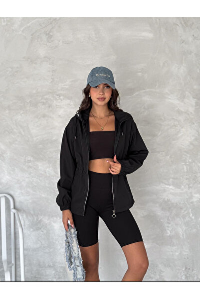 jöns since 1997 Women's Hooded Zippered Interlength Black Bondit Jacket