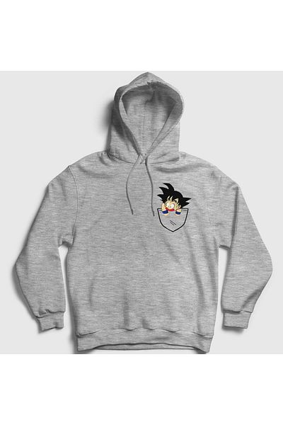 Presmono Φούτερ με κουκούλα Unisex Grey Pocket Goku Anime Dragon Ball 236881 ττ