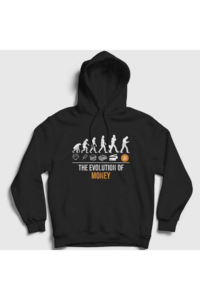 Presmono Φούτερ με κουκούλα Unisex Black Evolution Of Money Bitcoin 263790 ττ