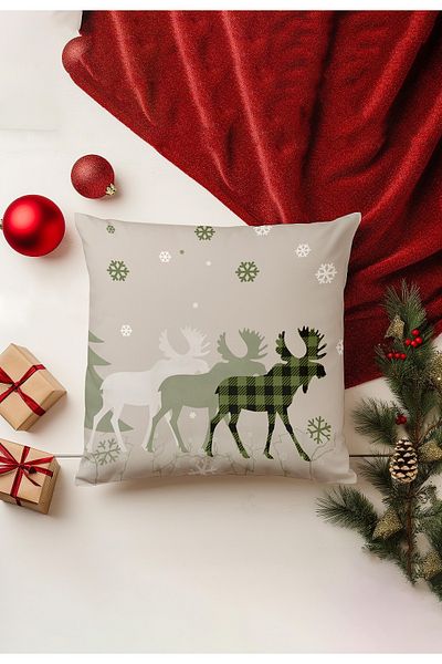 Filamente Christmas Themed Throw Pillow Cover / Christmas - Christmas Cushion Cover (Double-Sided Printed - Hidden Zipper)