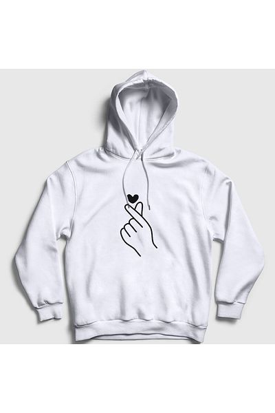 Presmono Φούτερ με κουκούλα Unisex White Finger Heart Bts 266527 ττ