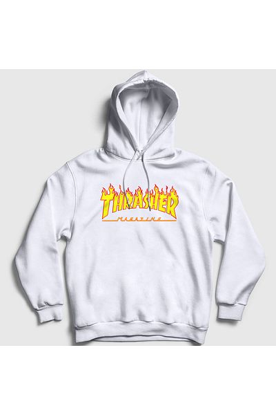 Presmono Φούτερ με κουκούλα Unisex με λευκό λογότυπο Thrasher 277892 ττ
